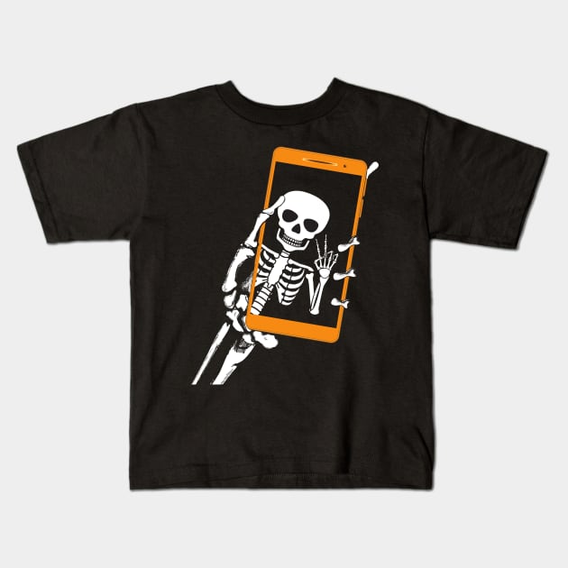 Selfie X-ray skeleton Kids T-Shirt by G4M3RS